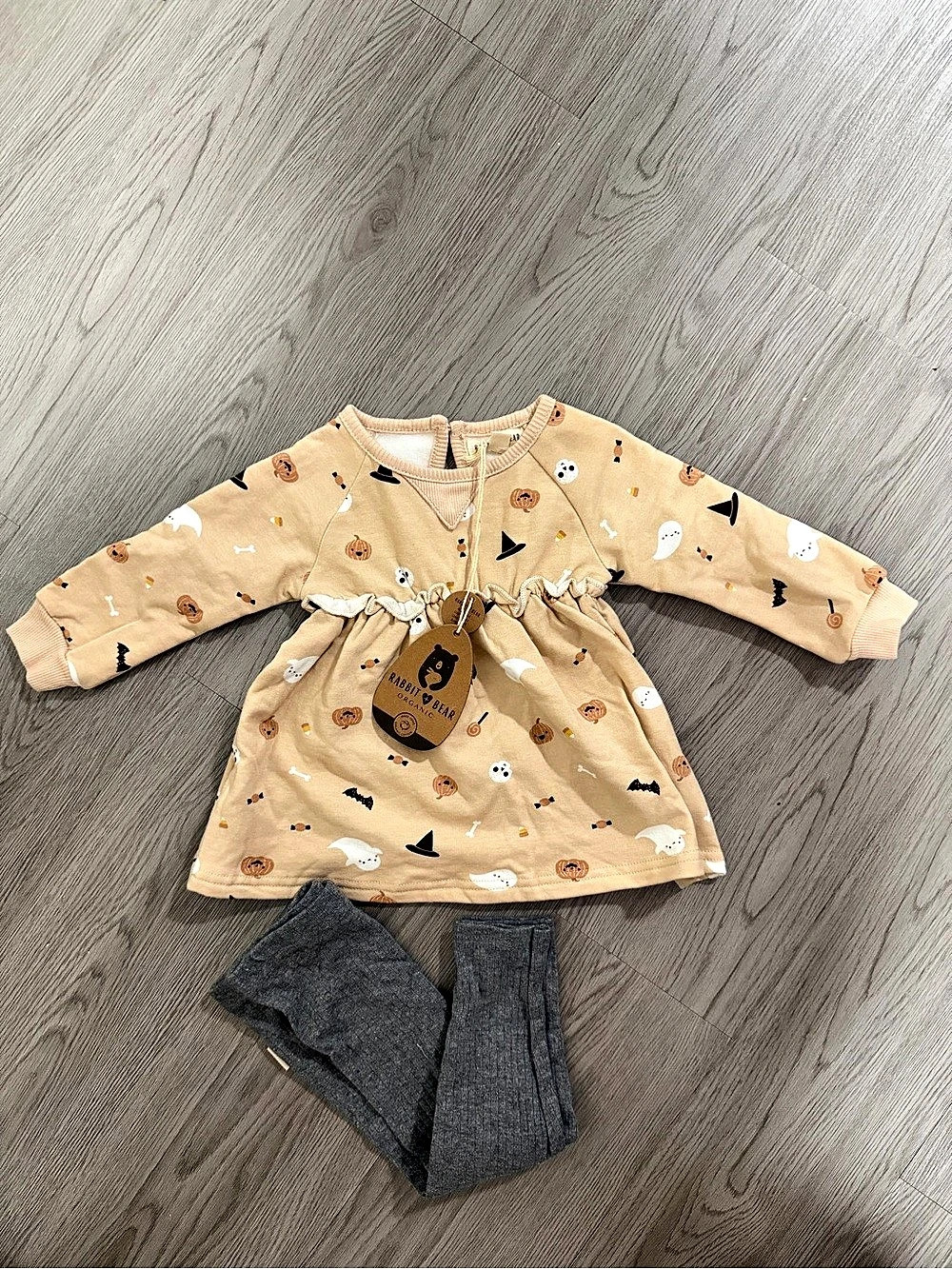 Rabbit Bear Organic Halloween Dress and Leggings Set Baby 12M